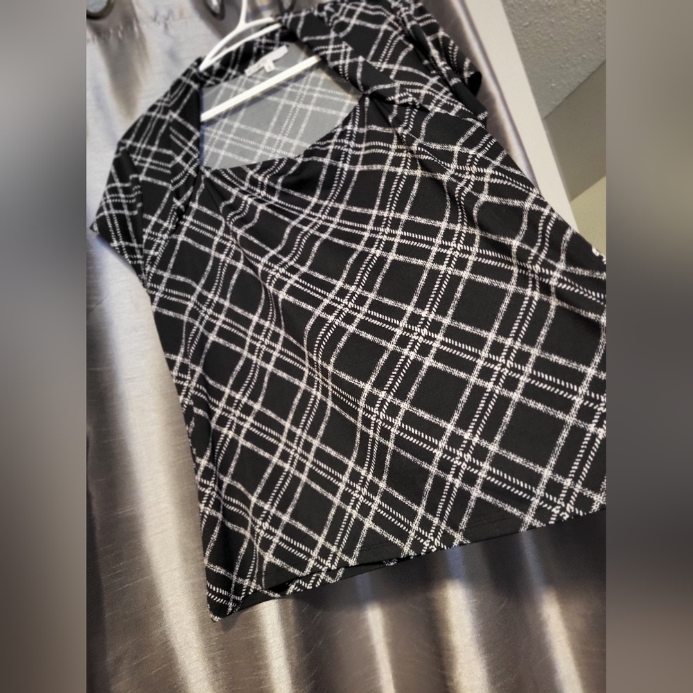 Black and White Plaid Women's Top